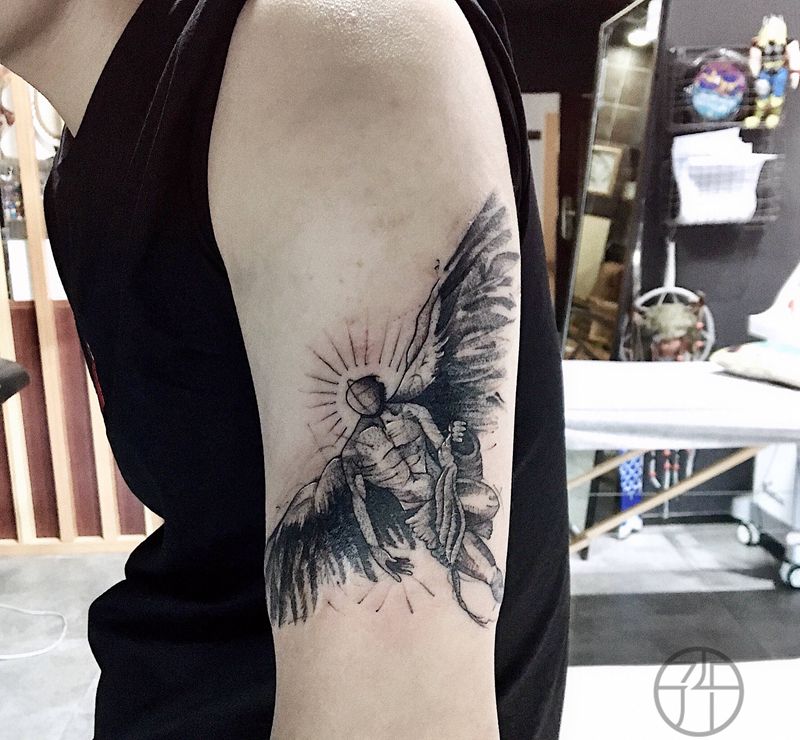 天使纹身图片_手臂纹身图案