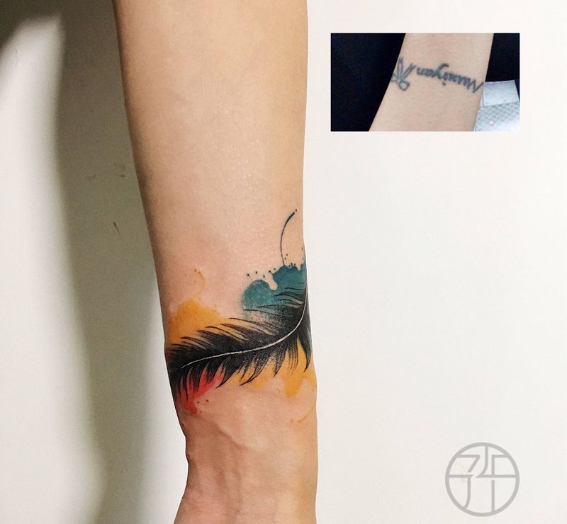 羽毛纹身图片_手臂纹身图案