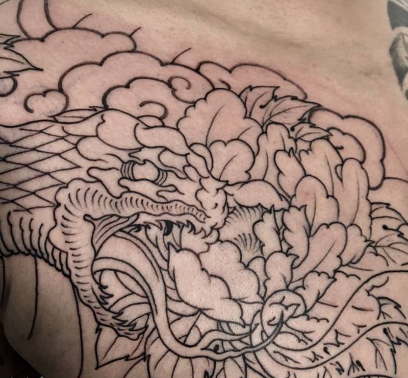 蛇半胛(未完成)纹身图片_胸部纹身图案