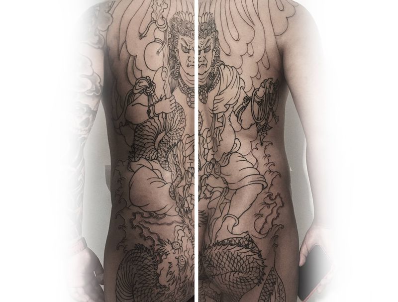 不动明王(未完)纹身图片_背部新传统纹身图案