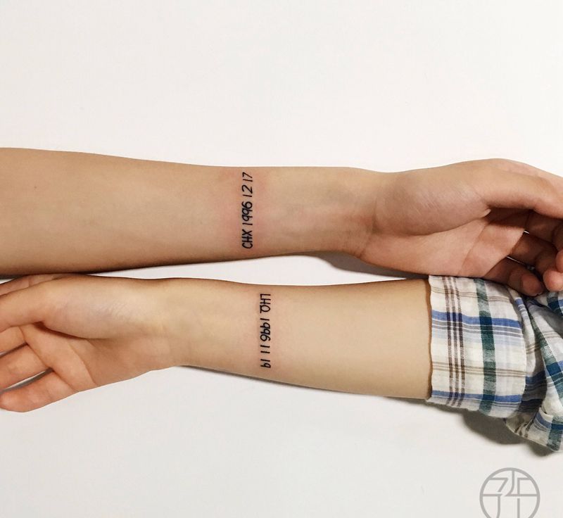 情侣日期纹身图片_手臂纹身图案