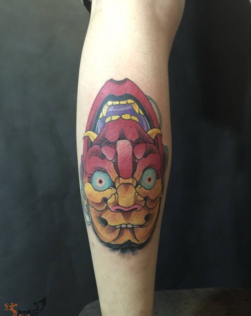 双面纹身图片_腿部欧美雨墨刺青宜兴无锡.常州纹身图案