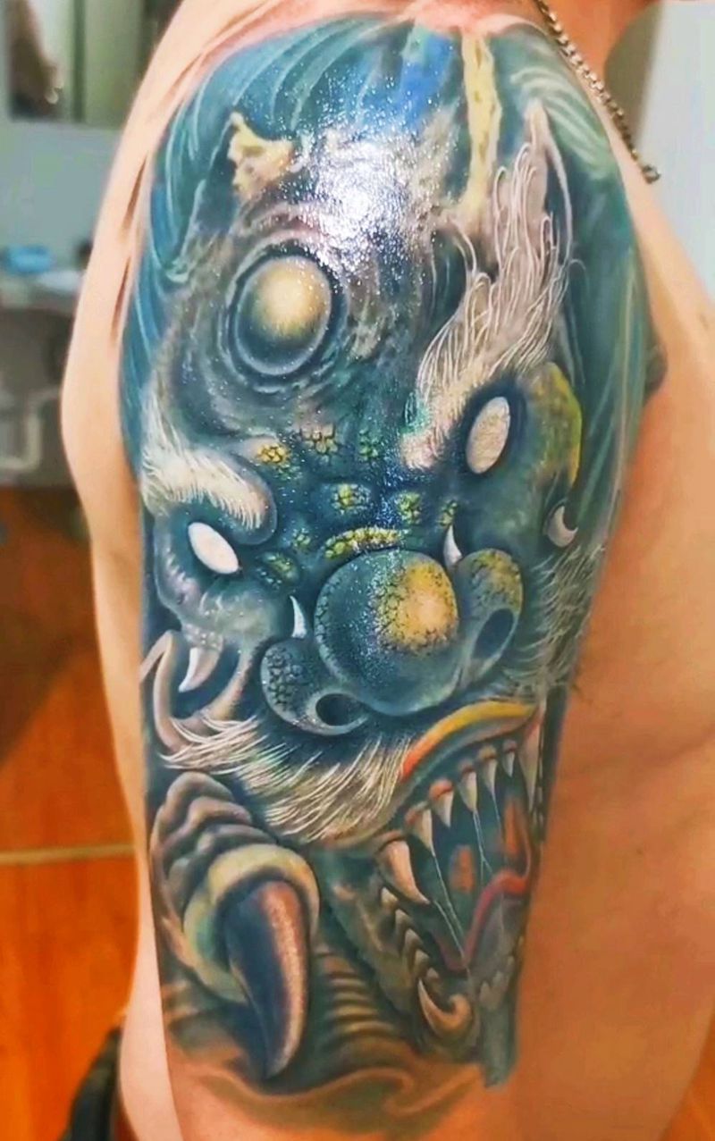 龙头纹身图片_手臂欧美写实纹身图案