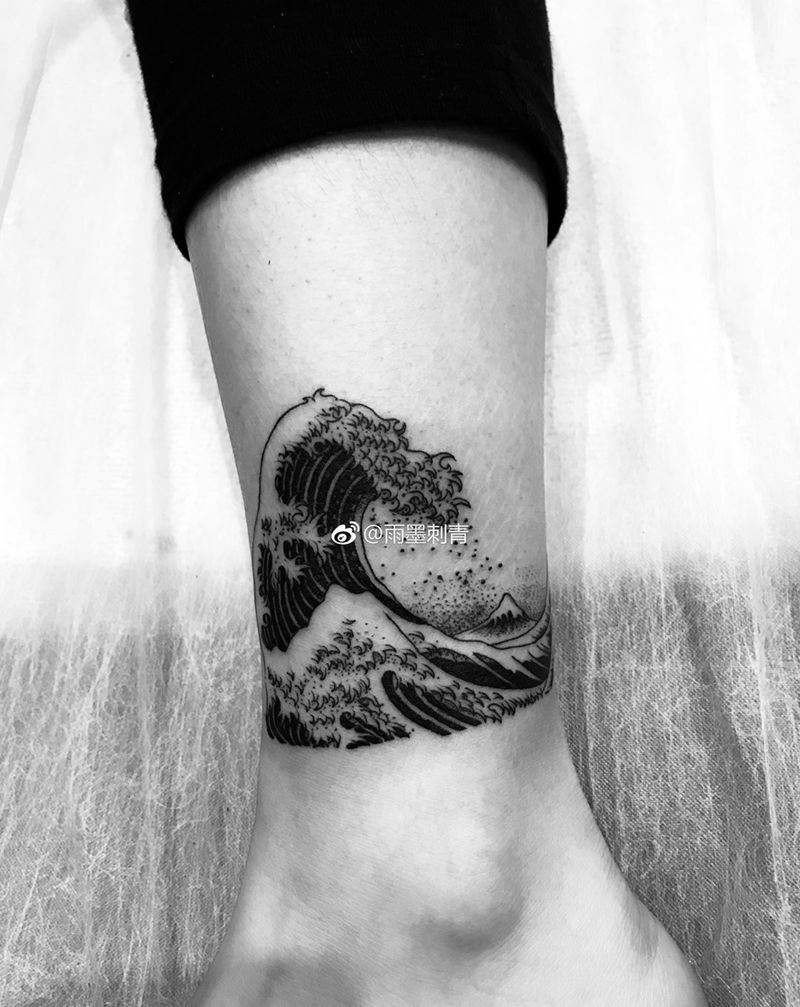 浪纹身图片