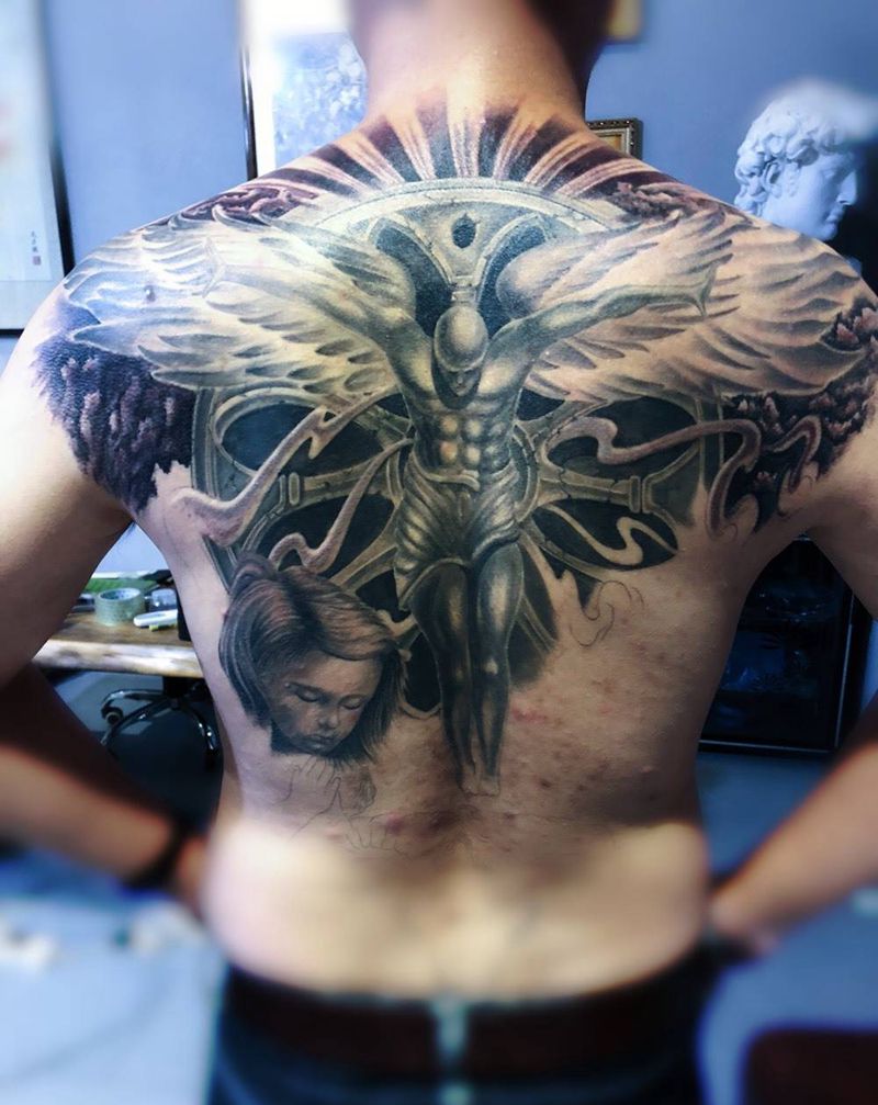 天使半成品纹身图片