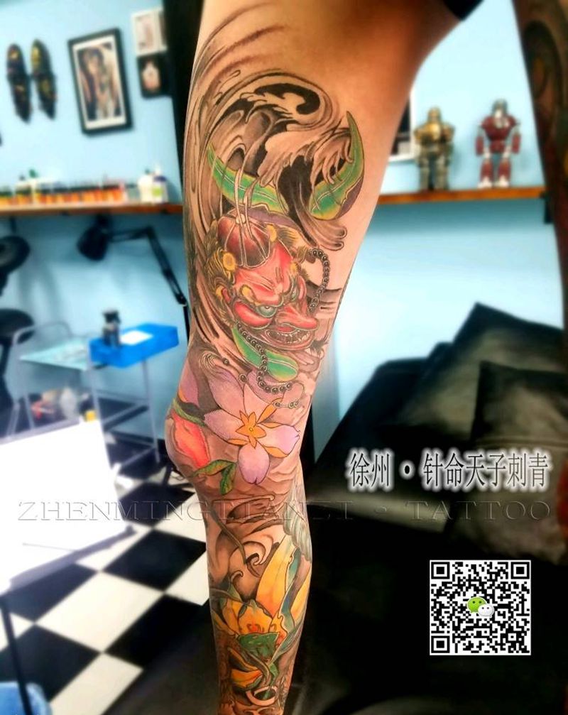 花腿完工纹身图片
