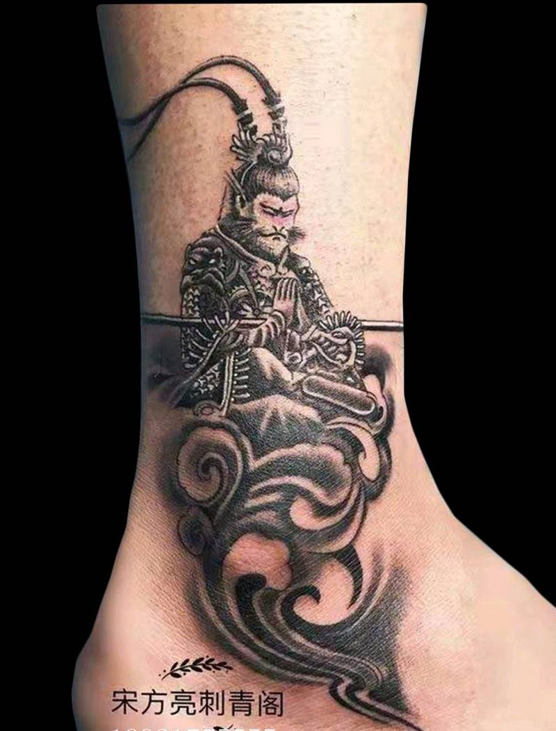 悟空纹身图片_脚部新传统纹身图案