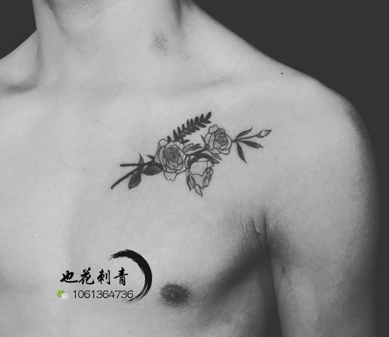 素花纹身图片_成品颈部胸部清新字符植物静物贴纸情侣原创纹身图案