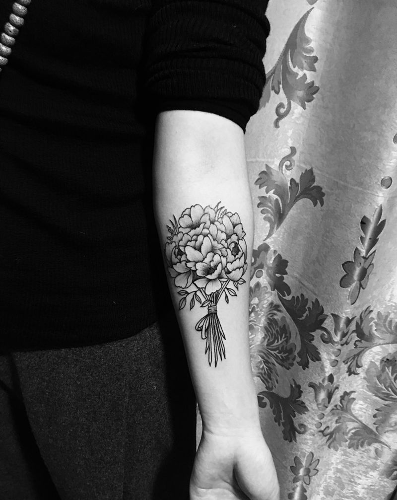 一束花纹身图片