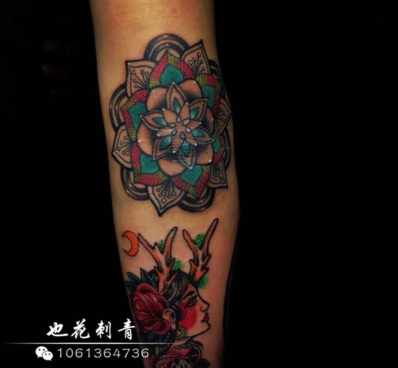 School 小图拼接纹身图片_成品手部手臂欧美清新人物静物贴纸原创纹身图案