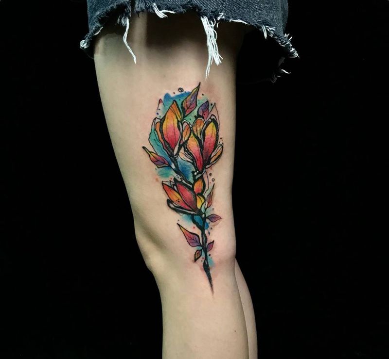 疤痕遮盖纹身图片_成品腿部清新欧美贴纸静物植物字符纹身图案