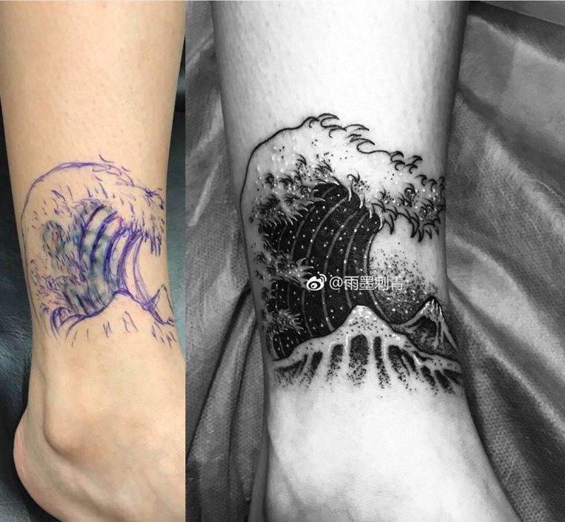 浪纹身图片