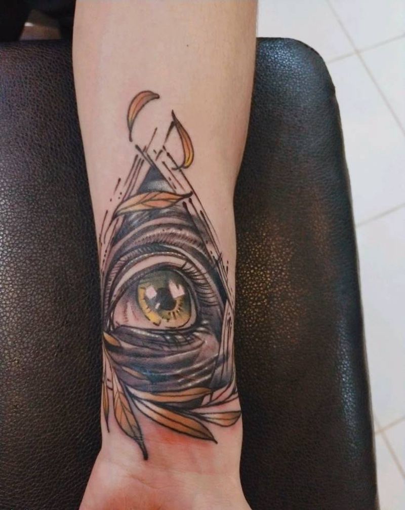上帝之眼纹身图片_手臂New School纹身图案
