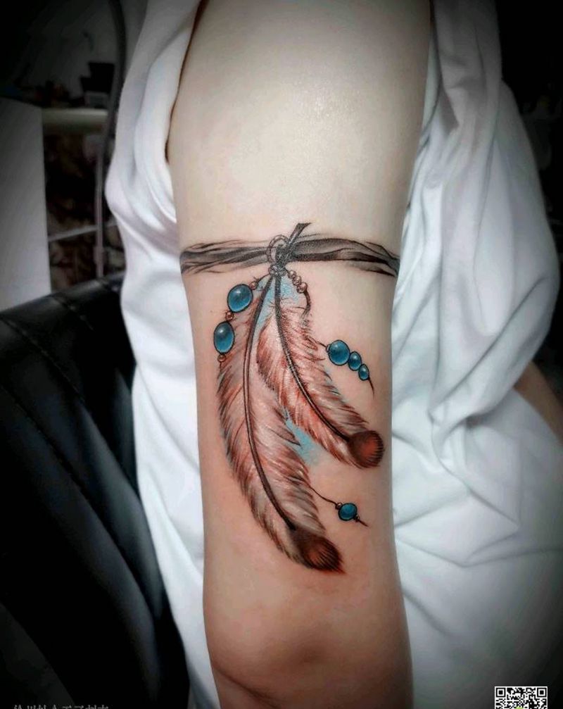 美女手环纹身图片_手臂水墨纹身图案