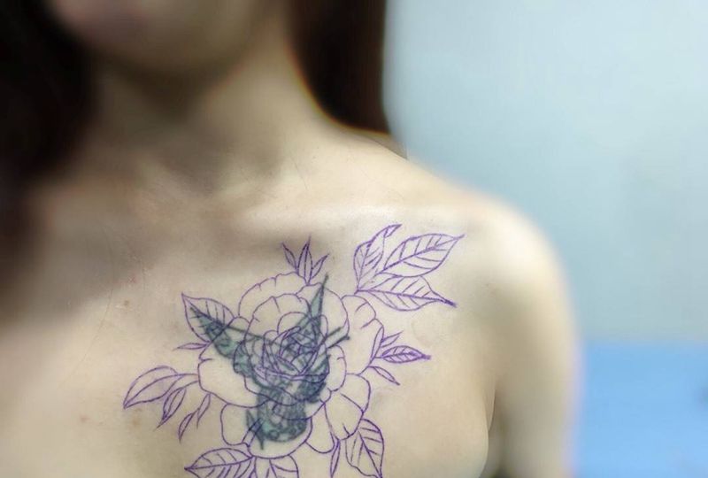 花遮盖纹身图片