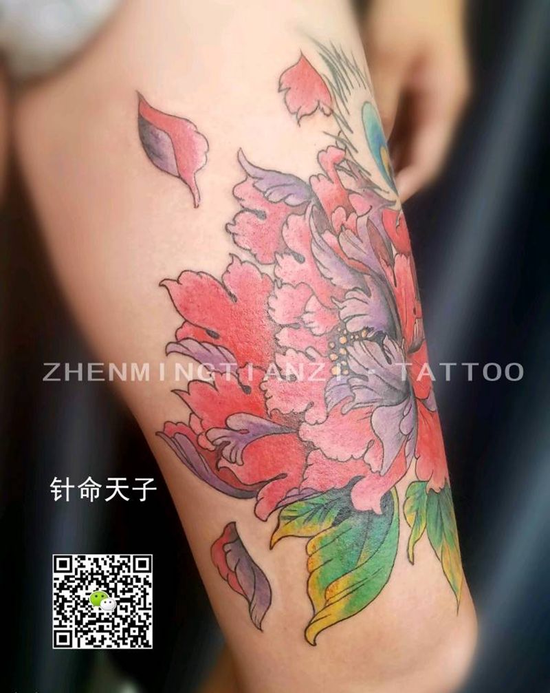 牡丹一朵纹身图片