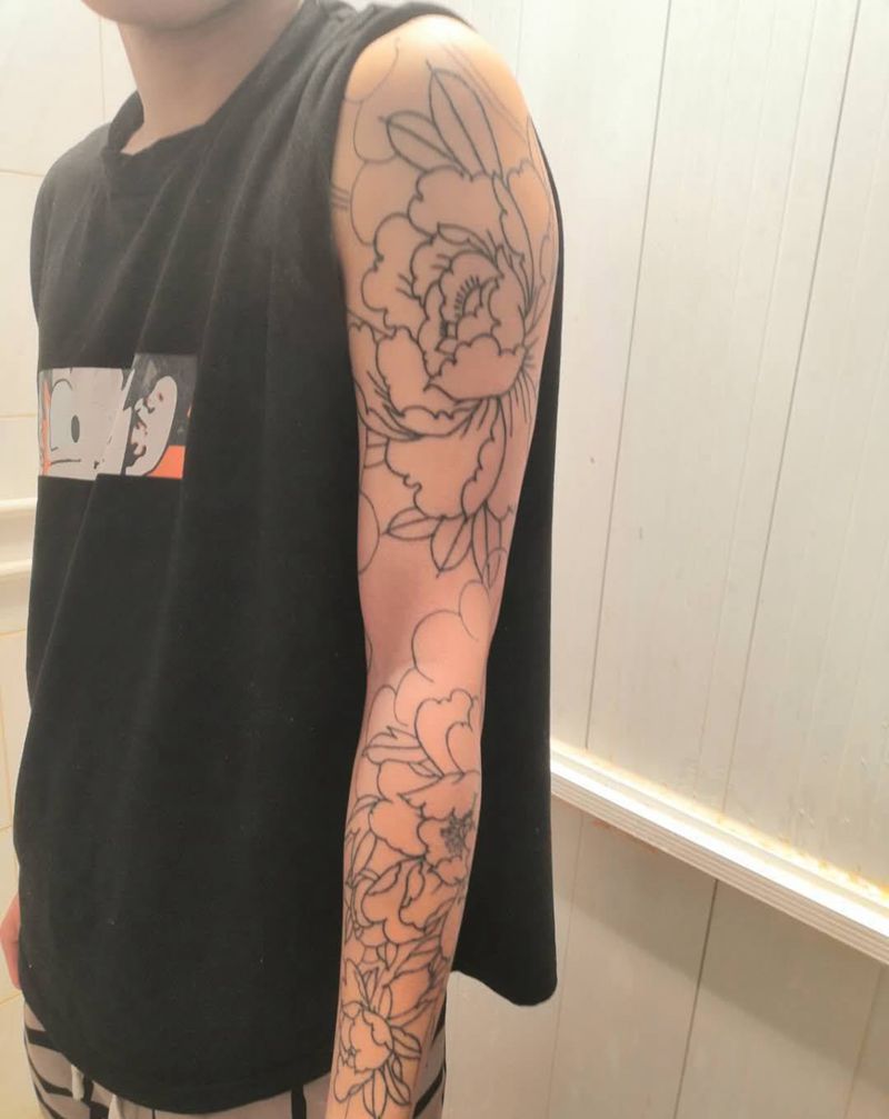 给旧线条设计修改的稿子纹身图片_手臂老传统新传统纹身图案