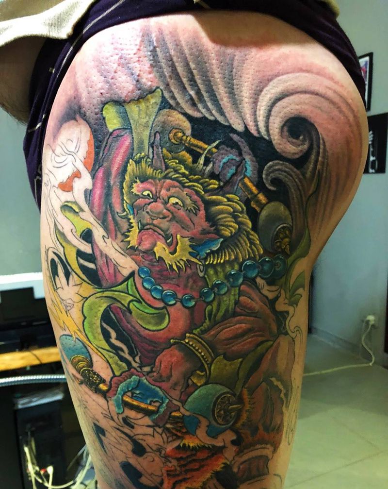 花腿 雷神纹身图片