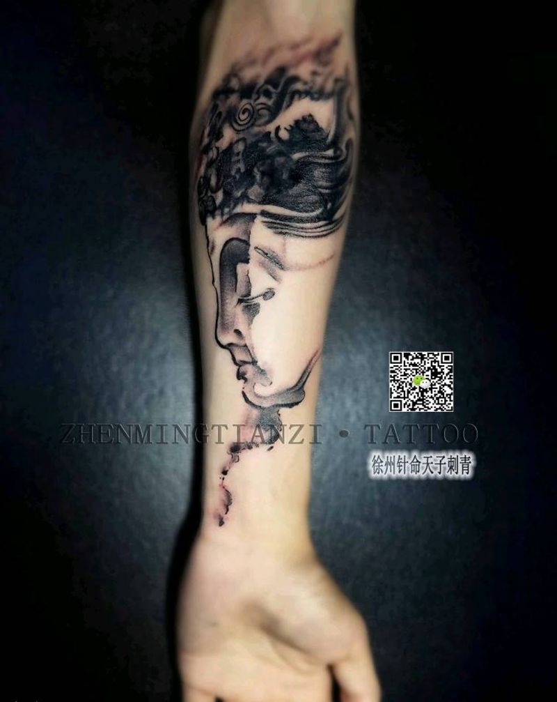 水墨如来遮盖失败纹身纹身图片