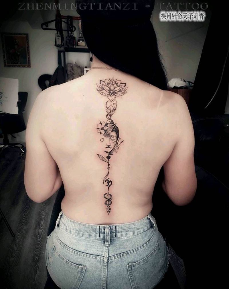 佛系小图纹身图片_背部纹身图案