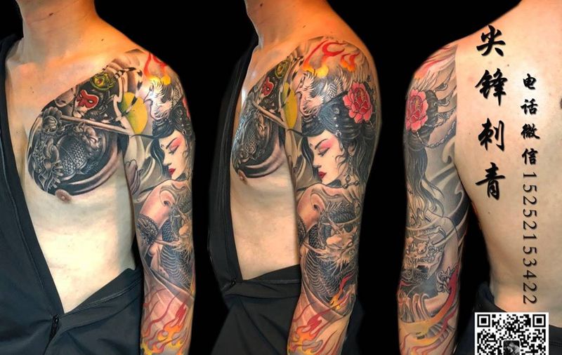 半胛七分臂纹身图片