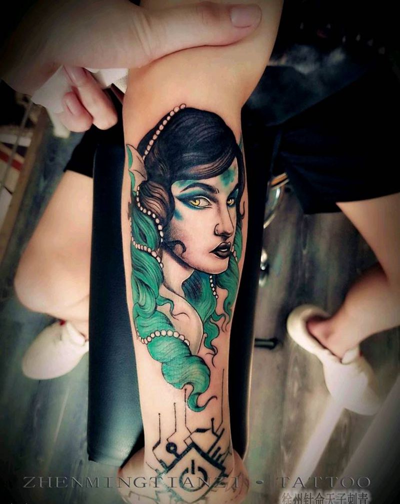 school一枚纹身图片_手臂New School纹身图案