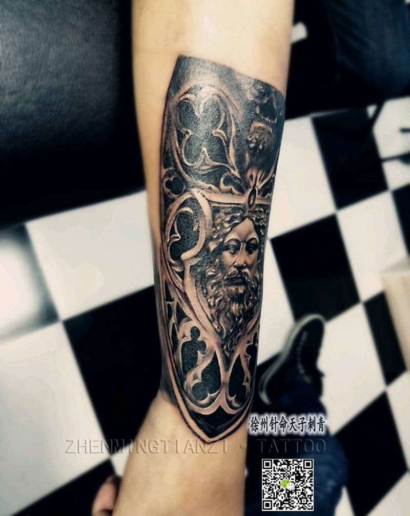 黑灰小臂半成品纹身图片