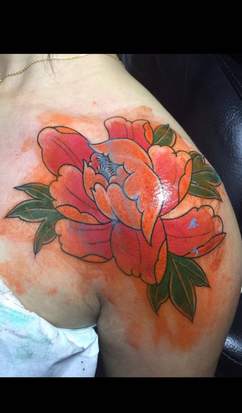 牡丹纹身图片_成品手臂植物宜兴无锡.雨墨刺青纹身图案