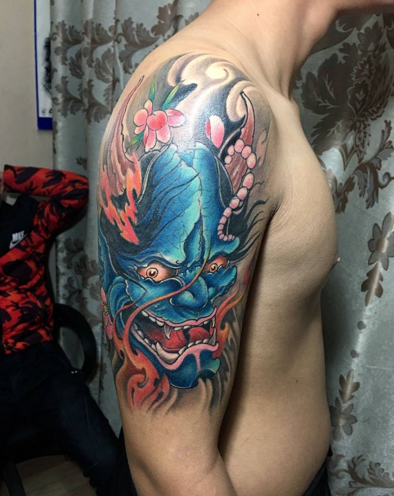 彩色般若纹身图片