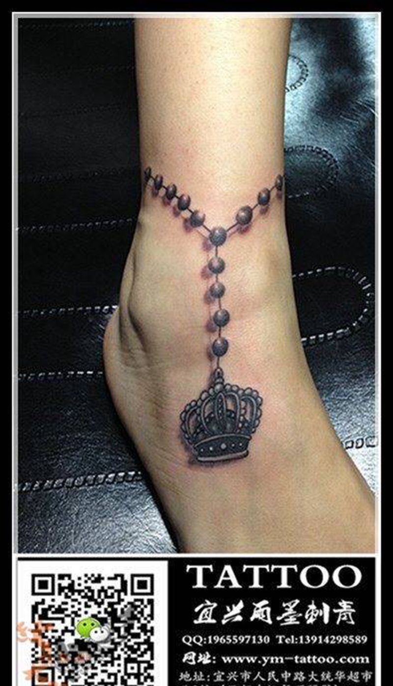 脚链纹身图片_雨墨刺青宜兴无锡.脚部几何图腾清新传统原创纹身图案