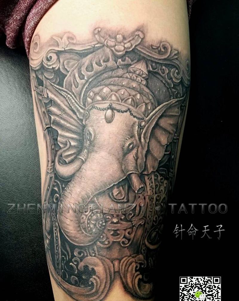 象神完成纹身图片