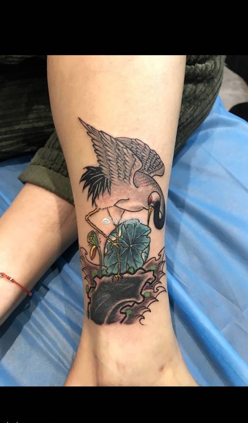 鹤...遮盖纹身图片