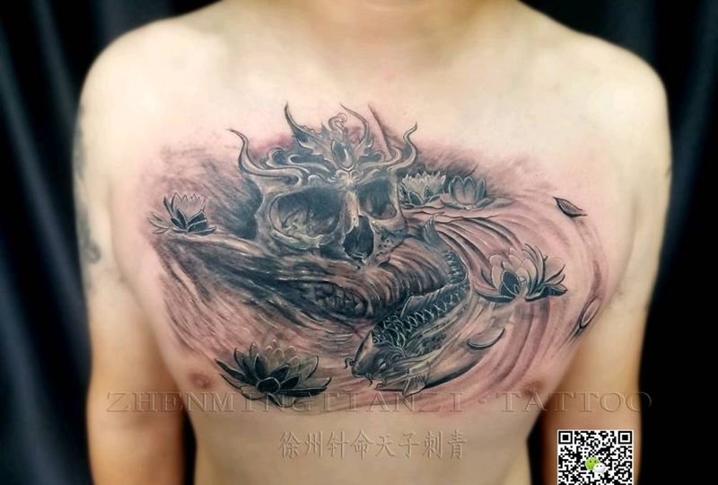 胸部遮盖纹身图片