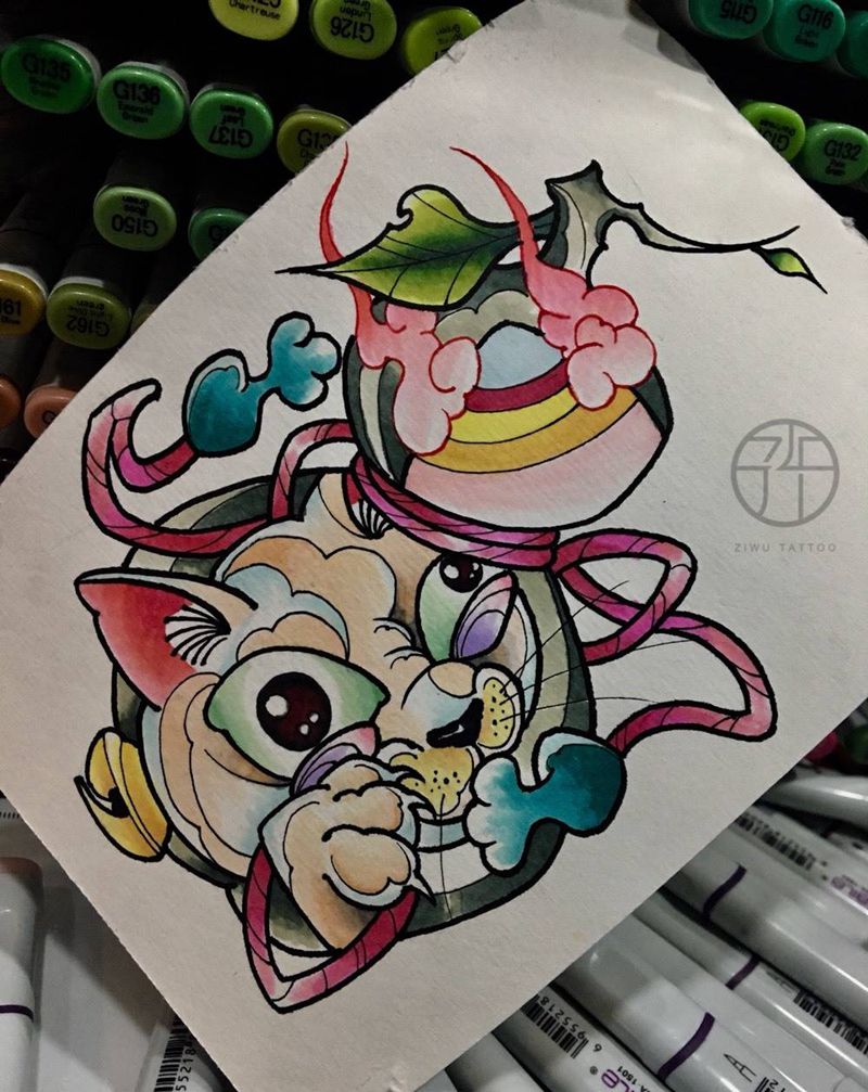 手稿—猫纹身图片