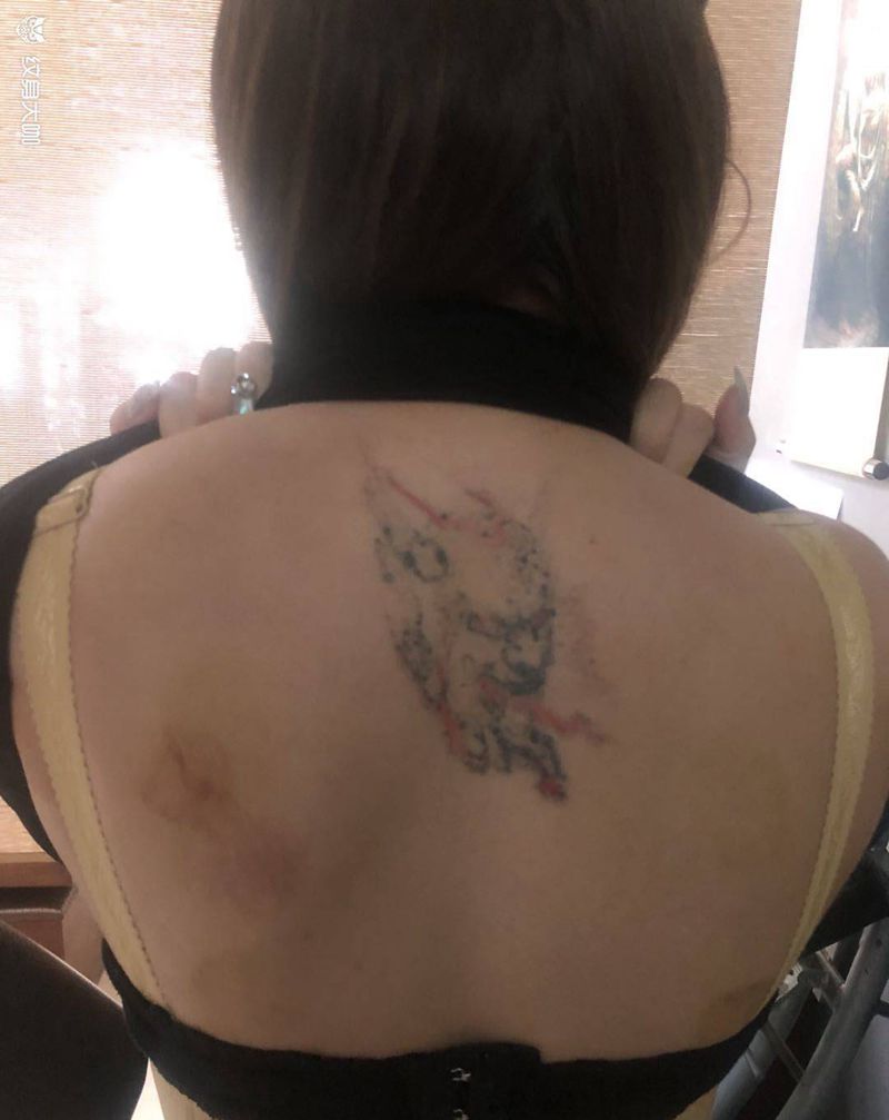 遮盖桃子纹身图片_背部老传统纹身图案