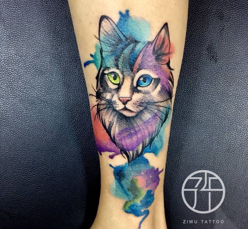 猫（遮盖）纹身图片