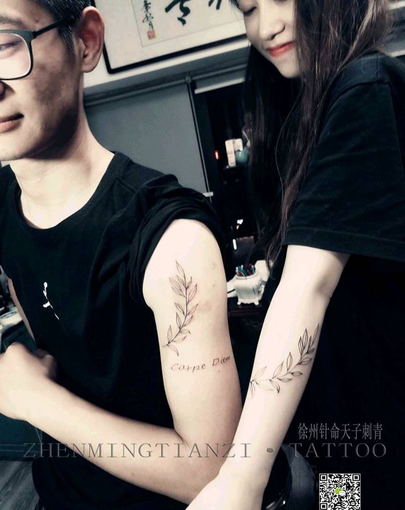 情侣小清新纹身图片_手臂纹身图案
