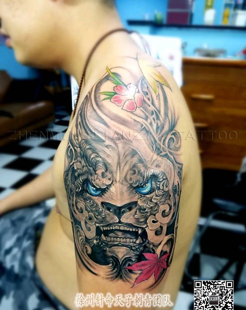 唐狮完工纹身图片