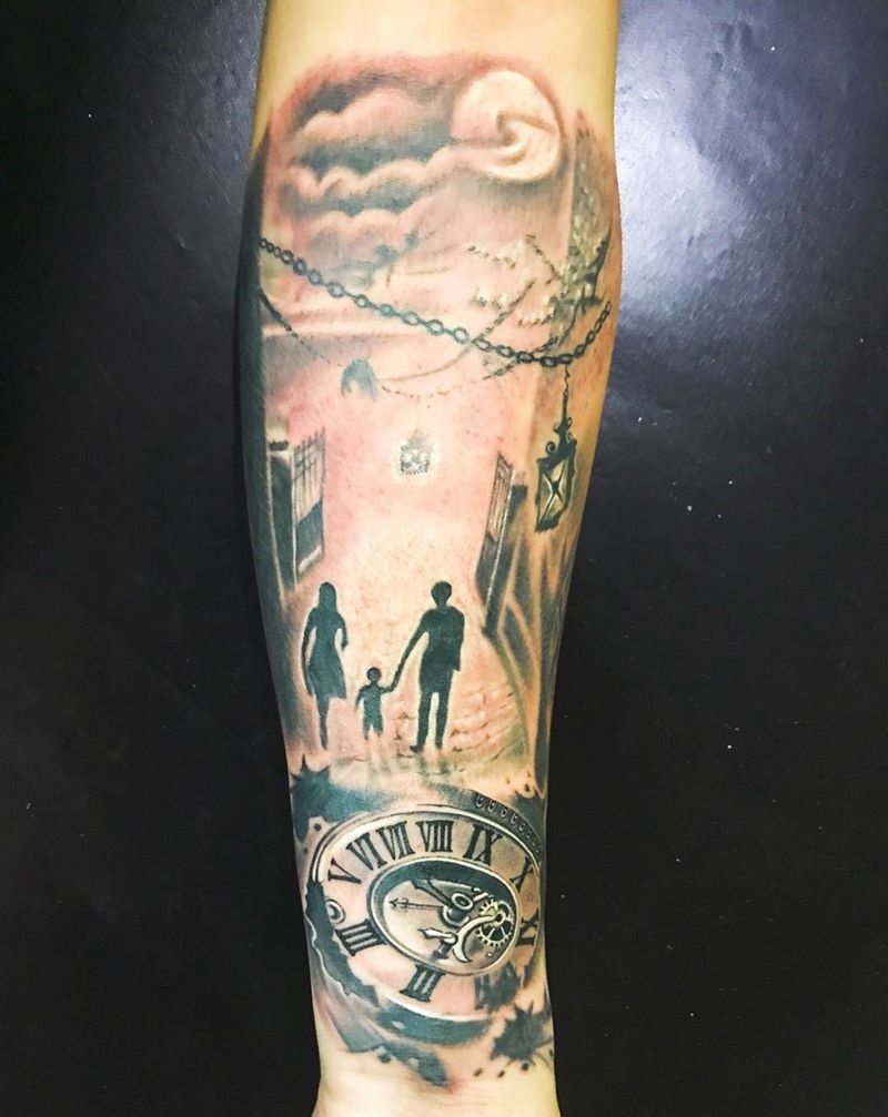欧美写实时钟纹身图片