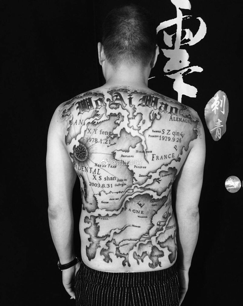 地图纹身图片