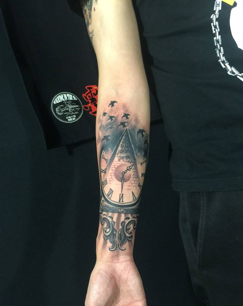 ...欧美风.客人自带图案纹身图片_成品手稿手部手臂欧美写实习俗几何静物雨墨刺青纹身图案