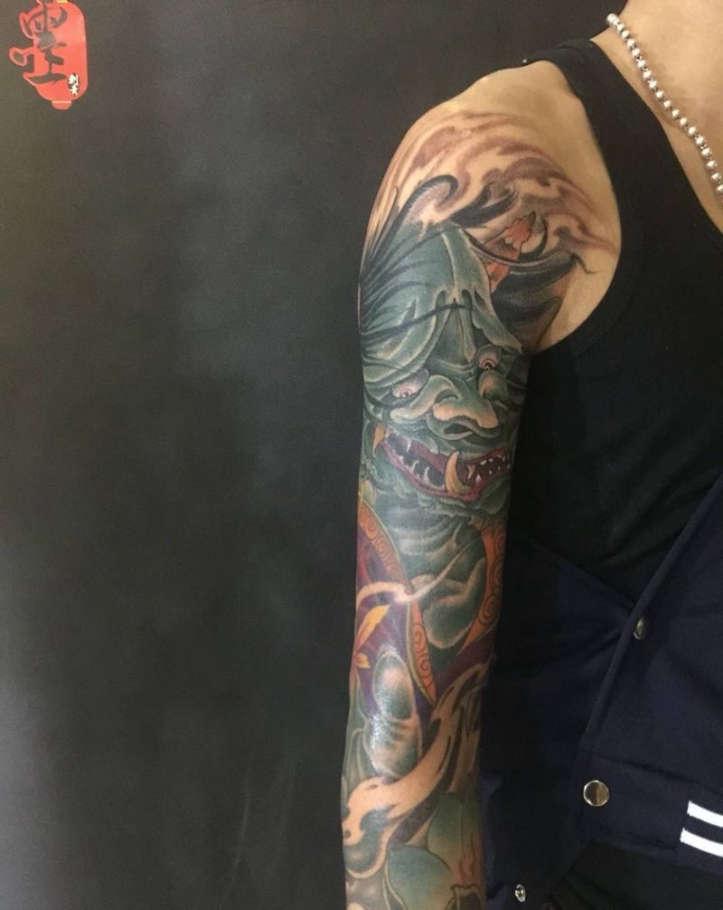 般若衔接花臂纹身图片