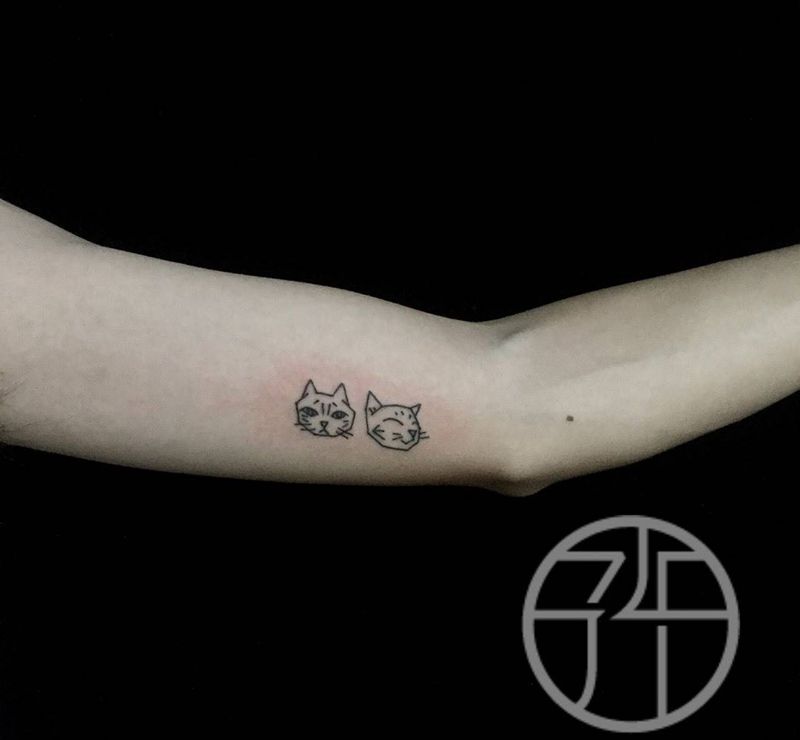 简笔猫纹身图片