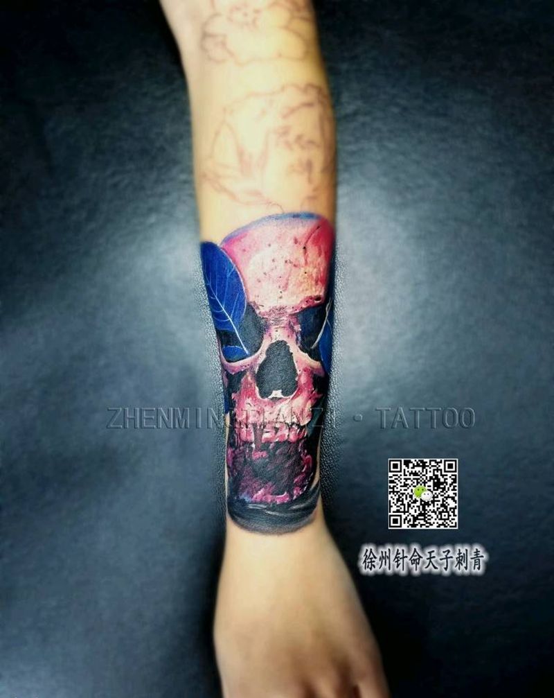 欧美彩色花臂 半成品纹身图片