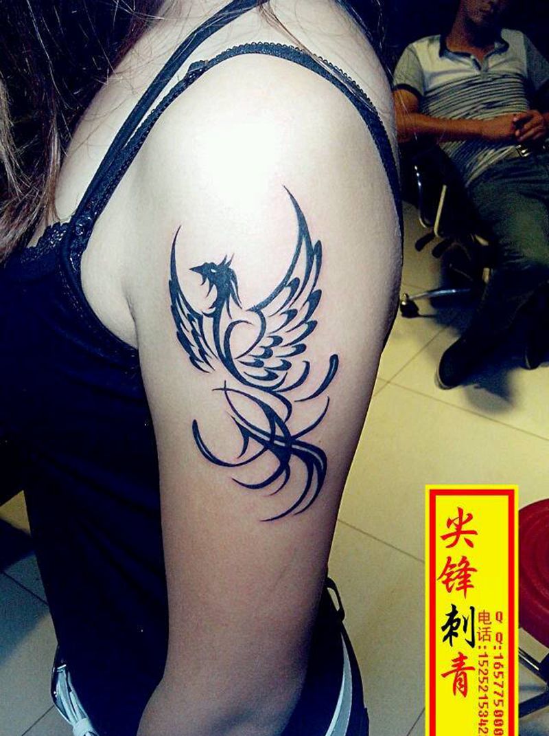 凤凰纹身图片_手臂传统图腾成品纹身图案