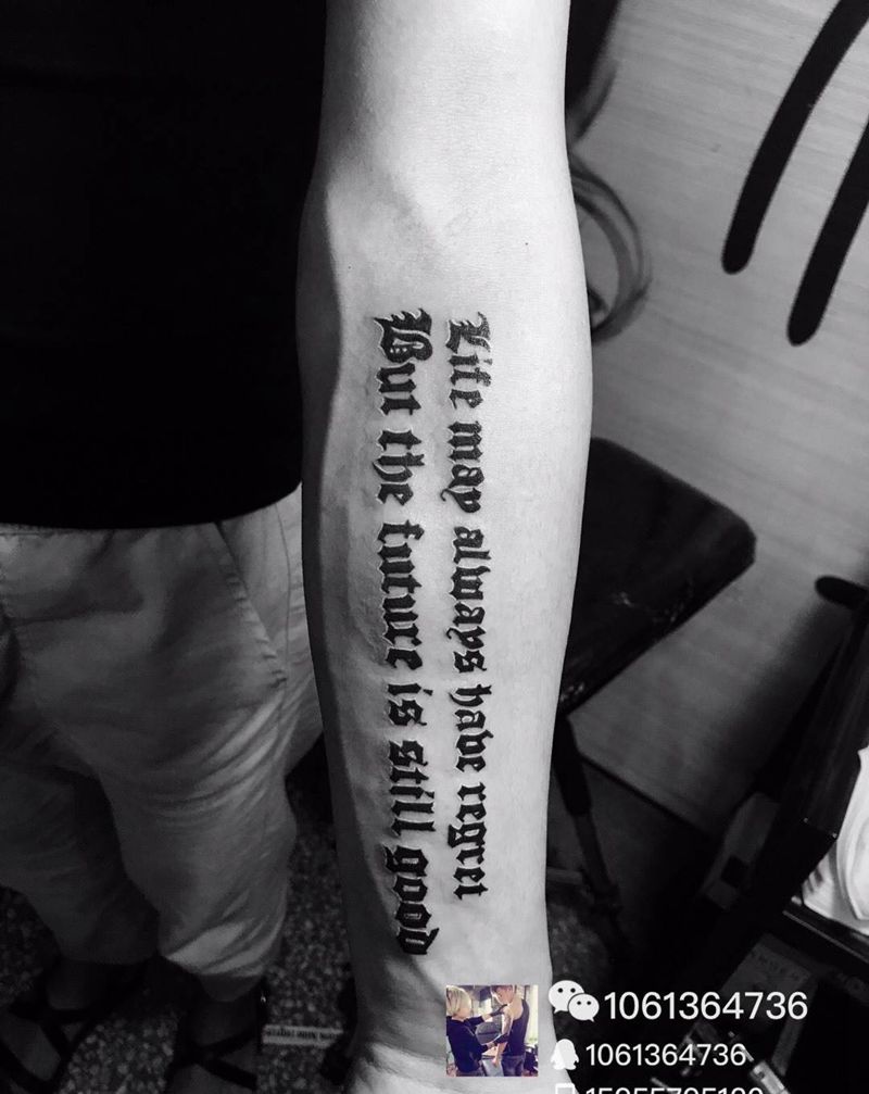 哥特风英文纹身图片_成品手部手臂传统清新字符原创纹身图案