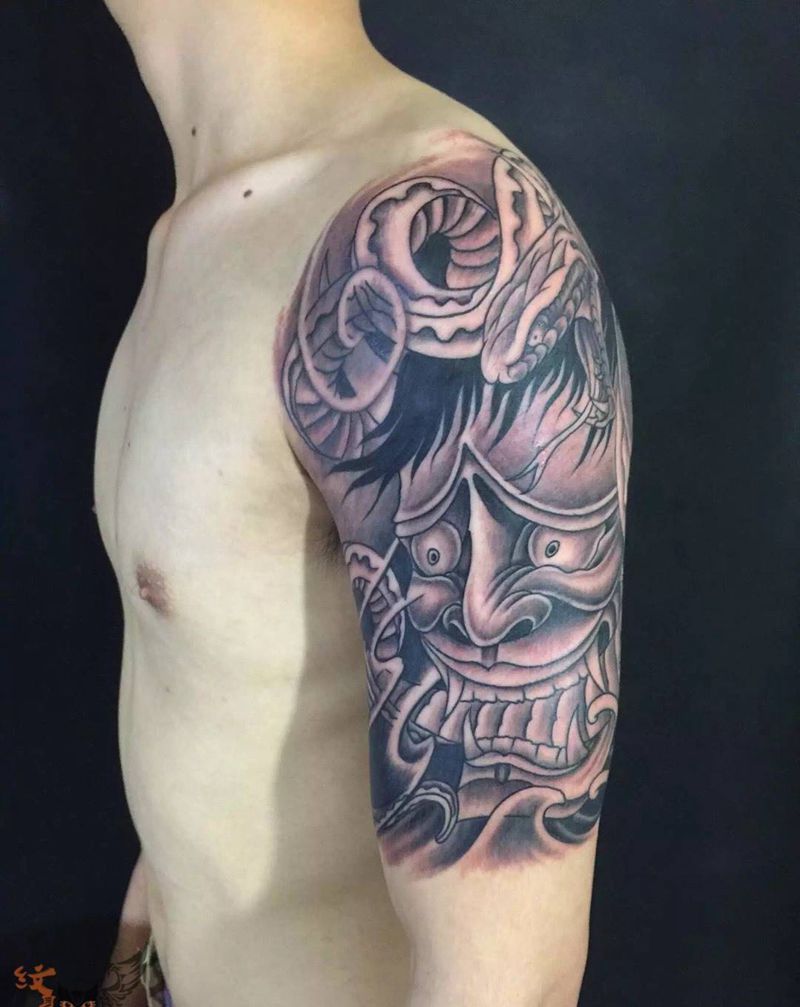 般若纹身图片_无锡.宜兴雨墨刺青常州手臂鬼神动物传统纹身图案