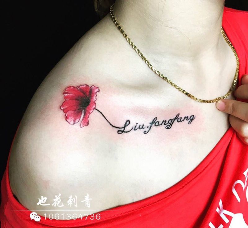 锁骨小英文纹身图片_成品肩部颈部清新字符植物静物贴纸原创纹身图案