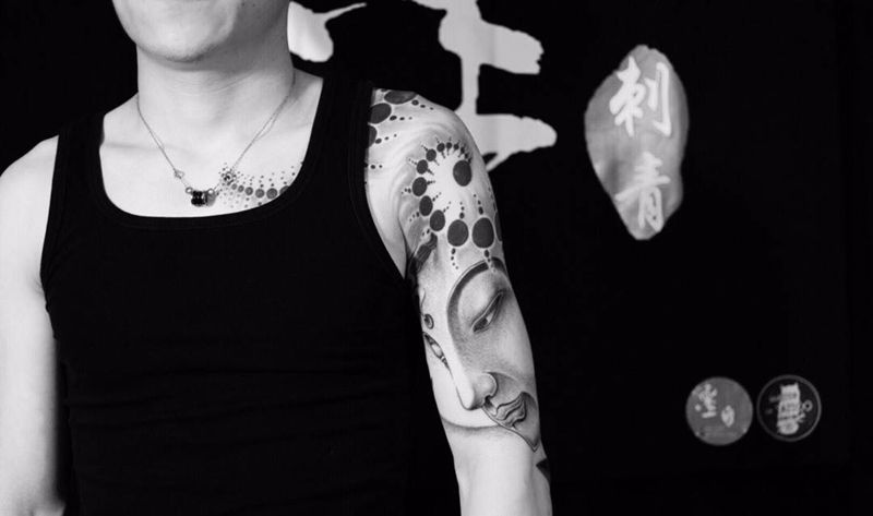 佛纹身图片_雨墨刺青宜兴无锡.宗教成品手稿手臂纹身图案