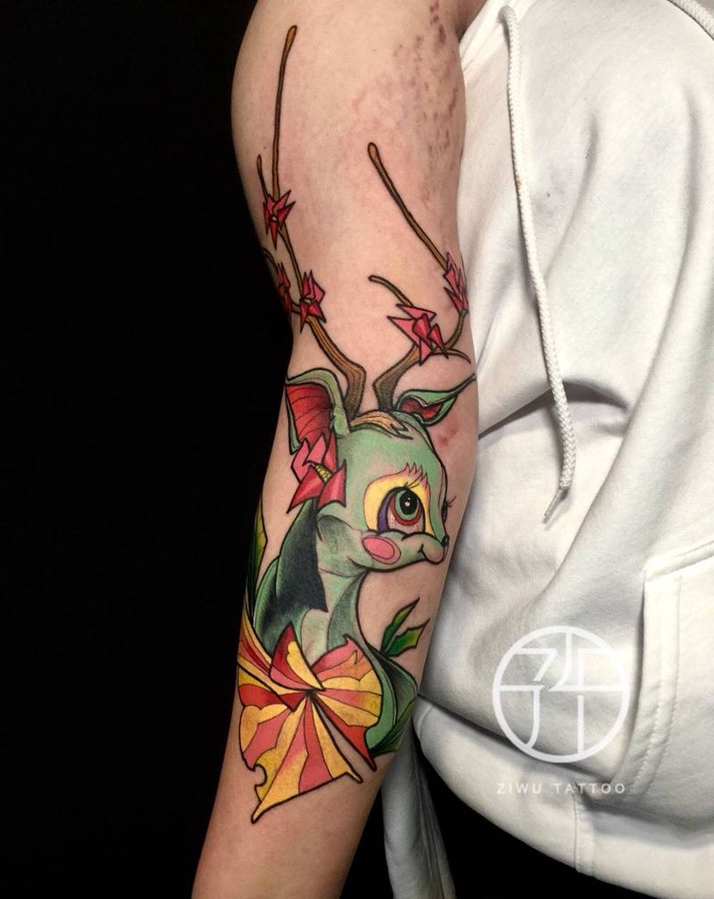 鹿（遮盖）纹身图片